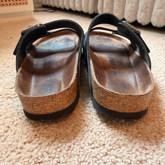 Birkenstock Black Two-Strap Leather Slide Sandals Size 40 - Picture 9 of 10